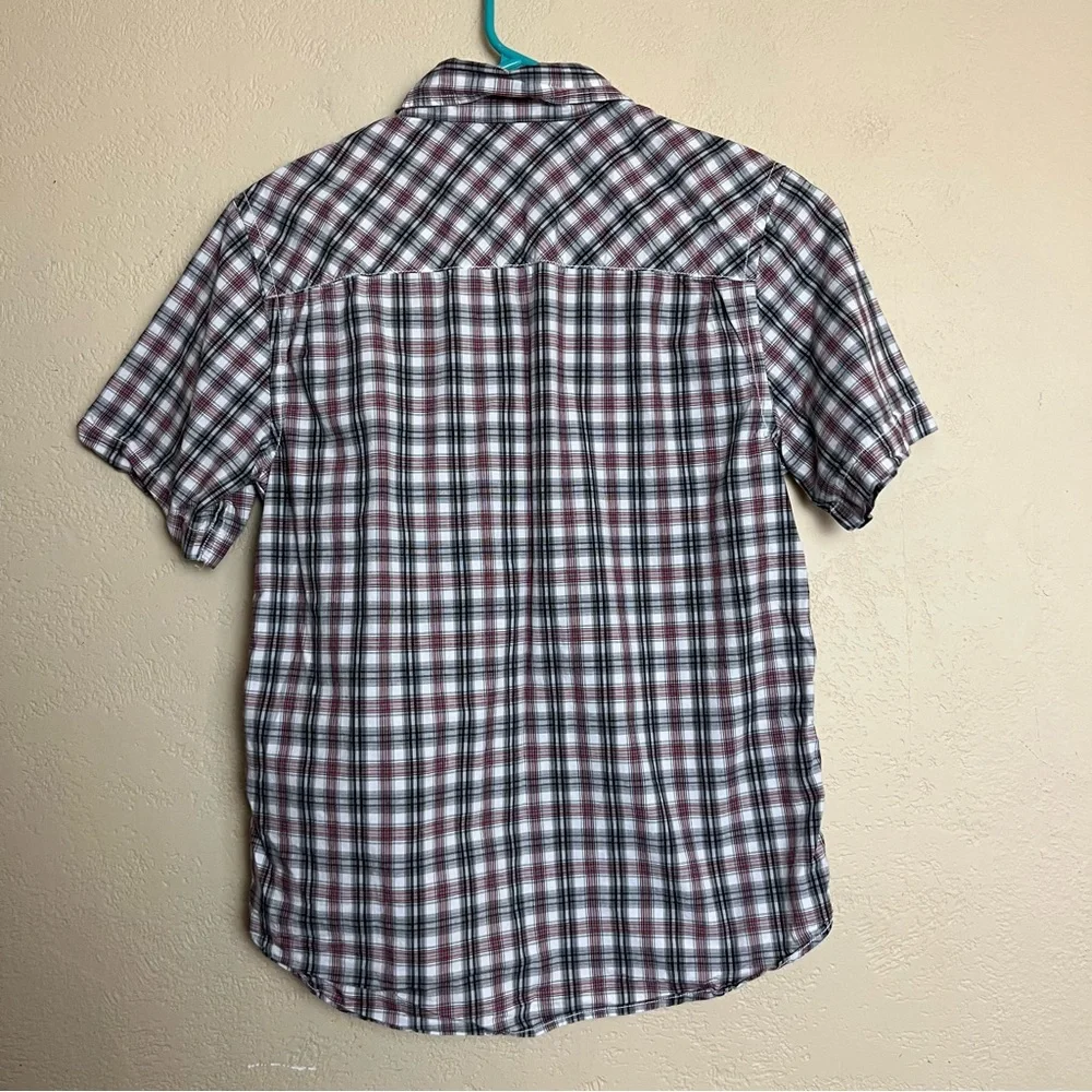 5/$25 Old navy boy short sleeve bottoms down multicolor plaid shirt‎ size XL